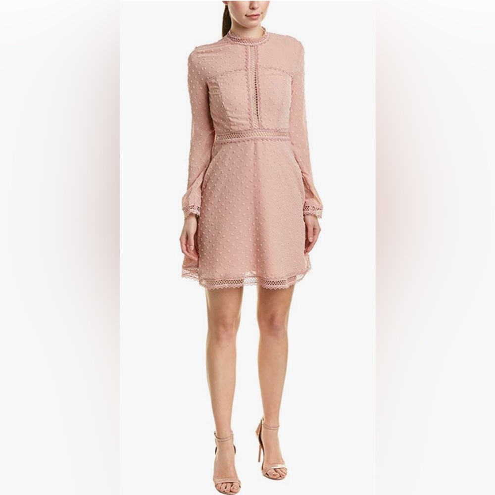 BARDOT Women's Long Sleeve Cherie Lace Trim Dress